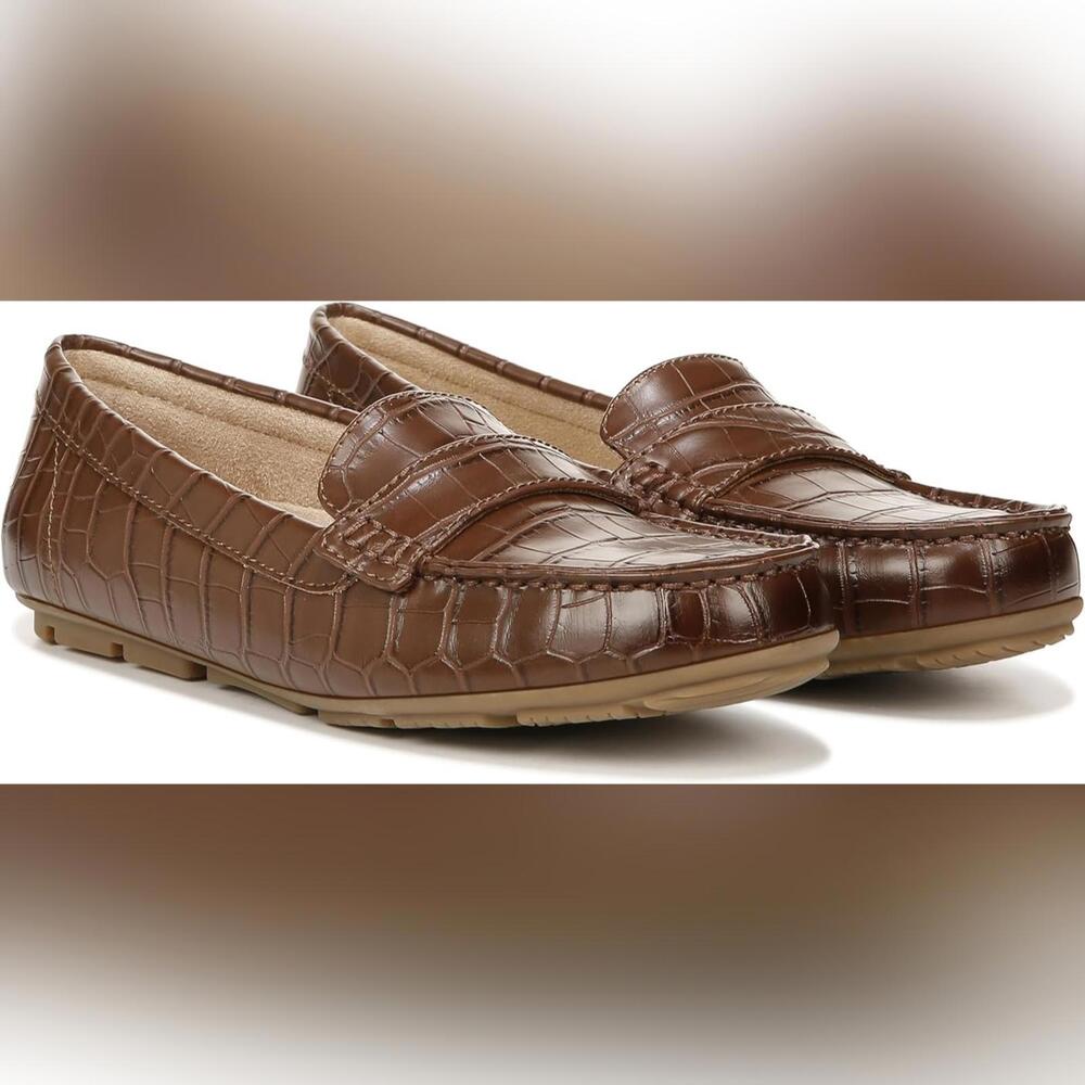 NIB Naturalizer Soul Slip-On Women's Seven Loafer Shoes, Brown Croco, 8 Wide - Picture 1 of 6